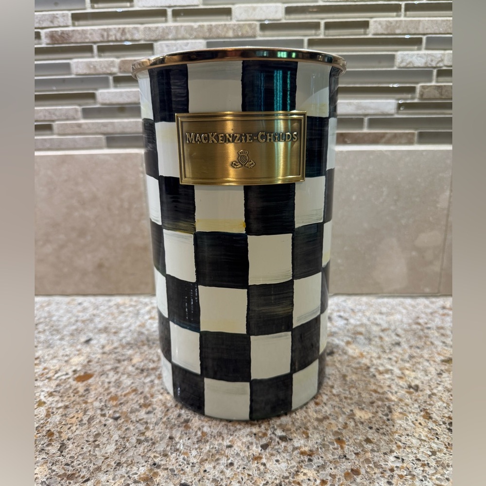MacKenzie-Childs Black and White Checkered Accent Vase